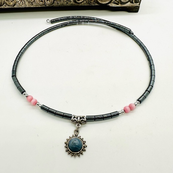 Hematite Blue Pendant Necklace - Picture 10 of 10